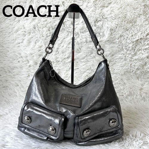 Borsa Coach una tracolla Spotlight argento autentica dimensioni compatte