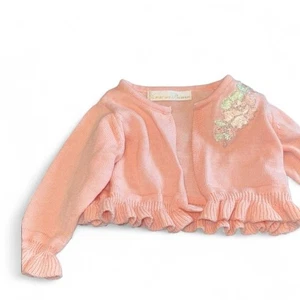 American Princess rosa Rüschen Baby Strick Cardigan Blumenstickerei 3 Monate - Bild 1 von 7