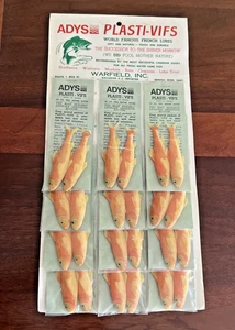 VINTAGE DEALER STORE DISPLAY CARD of 12 ADYS PLASTI-VIFS FRENCH LURES / RARE - Picture 1 of 10