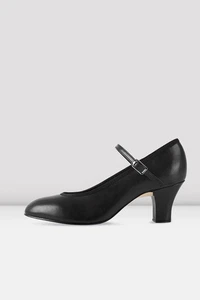 BLOCH Ladies Kickline Character Shoes 2.5 Inch Heel Stage Shoe S0324L Black - Picture 1 of 6