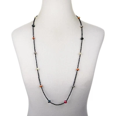 Womens Multicolor Moonstone, 925 Sterling Silver Beaded Necklace, 36in, New - Image 1 of 4