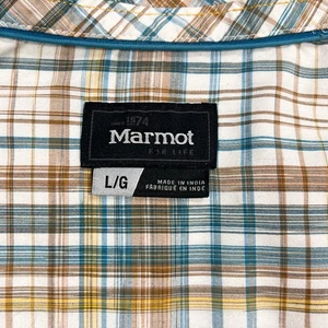 MARMOT Shirt Mens Large Plaid  Short Sleeve Button Up Hiking Flaws - Picture 1 of 14