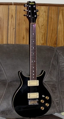 WaY RaRe bLaCk 1981 Washburn Falcon NeCk-ThRu! W/bAg-aLL oRiGiNaL ViNtAgE  JaPaN - Image 1 of 4