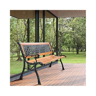 Banco de jardín exterior para 2-3 personas con respaldo tejido de diamante capacidad 470 lb patio Foto 1 de 4