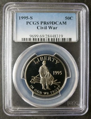 1995 S Proof 50c Civil War Commemorative Half Dollar PCGS PR69 DCAM - Image 1 of 2