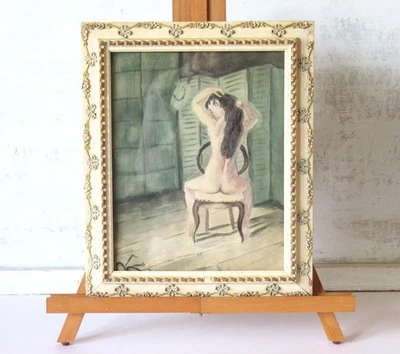 Pintura acuarela vintage de mediados de siglo mujeres desnudas impresionismo retratos Foto 1 de 4
