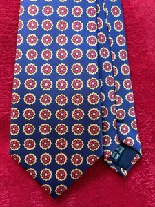 Corbata de seda azul Spier & Mackay nueva sin etiquetas con foulard rojo y dorado 3,5" W x 61" L - Imagen 1 de 11