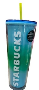 Vaso Starbucks que cambia de color 24 oz taza azul verde con tapa de pajita 2023 - Imagen 1 de 4