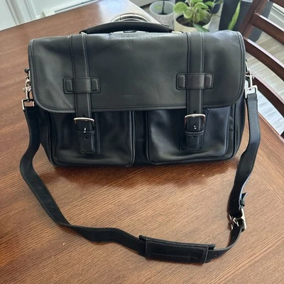 Maletín de cuero negro Coach Vintage Taylor bolso mensajero para computadora portátil #5241 Foto 1 de 4