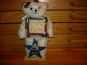 VINTAGE HAND CRAFTED DECORATED BEAR-EMBROIDERED "BEST FRIENDS"--#A1-11 - Picture 1 of 24