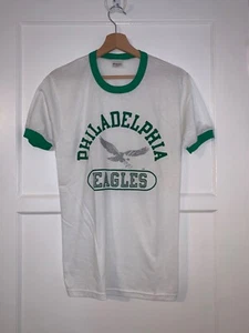 1980s Vintage Philadelphia Eagles Football Ringer Style T-Shirt size Small S 80s - Picture 1 of 9