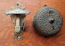  Antique Victorian Ornate Mechanical Compass Rose Doorbell Fancy Brass Pull 1872