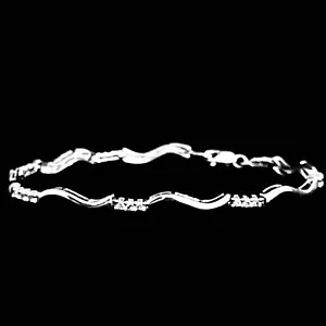Brazalete de cadena de eslabones de tenis con diamantes de oro blanco de 10 K 6,5"" pulgadas 5,2 g liso 10 Kt - Imagen 1 de 7