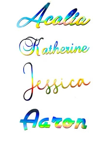 Holographic Name Personalized Decal Sticker, Custom Vinyl Lettering Text decal - Picture 1 of 10