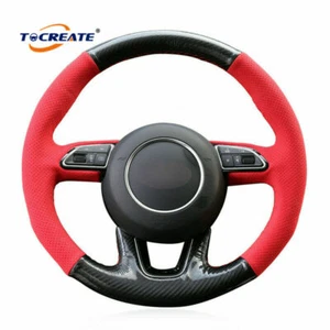 PU Carbon Fiber Leather Steering Wheel Cover Wrap for Audi Q3 Q5 2013-2015 #AT09 - Picture 1 of 10
