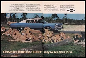 Pubblicità Chevrolet Impala anni '70 stampa (2 pagine) 1972 Lion Pride - Foto 1 di 1