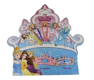 Disney Prinzessin Haarspangen x 7 Sleepies Haar Druckknöpfe Clips Wochentage - Bild 1 von 1