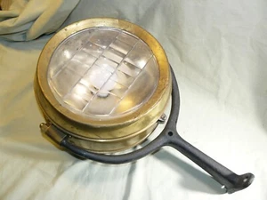 Antique Brass Headlight with 9-1/2" Smith Lens - Electrified - Picture 1 of 18