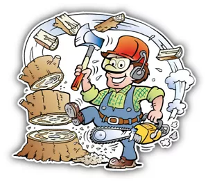 Adesivo decalcomania paraurti auto Lumberjack cartone animato felice lavoro - ''TAGLIE'' - Foto 1 di 1