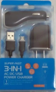 Reiko 3-In-1 Charger / Data Cable Micro USB For Samsung Galaxy Color Black - Picture 1 of 1