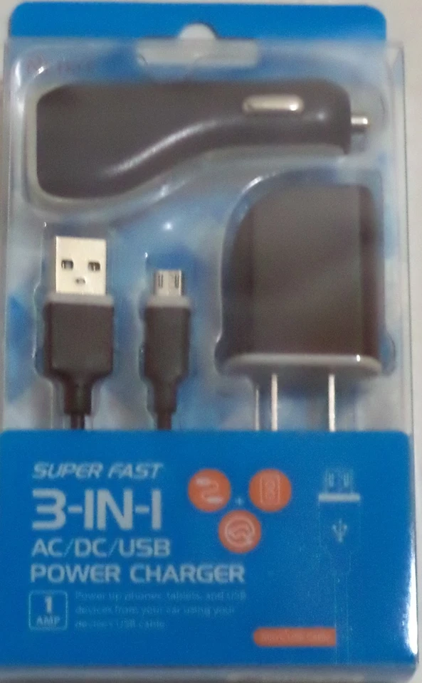 Reiko 3-In-1 Charger / Data Cable Micro USB For Samsung Galaxy Color Black - Image 1 of 1