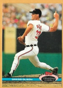 GREGG OLSON BALTIMORE ORIOLES #156 - TOPPS STADIUM CLUB CASI NUEVO - MONTADO 1991 - Imagen 1 de 2