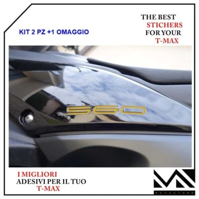 MOTOSTORE Tre Scritte 560 adesive compatibili con Yamaha T-Max Tmax 2023 COL. ORO