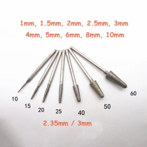 1-10mm Diamond Coated Grinding Burr Drill Bits For Dremel Rotary 2.35/3mm Shank - Picture 1 of 6