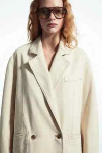 Giacca blazer denim doppiopetto COS colore ecrù taglia 4P (M) NUOVO - Foto 1 di 7