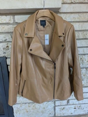 Women's Lane Bryant Tan Faux Leather Jacket Size 16 - Image 1 of 4