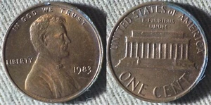 Errors : 1983 Cent Struck On Heavy Planchet Weight 2,6 gr,Normal 2.5 IREC252 - Picture 1 of 1