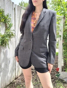 Saint Laurent Paris Grau Wolle Einreiher Zwei Knopf Damen Sakko Blazer - Bild 1 von 9