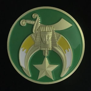 Shriners Car Auto Emblem with Gold Star (Green) - Picture 1 of 1