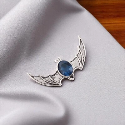 London Blue Topaz Gemstone 925 Sterling Silver Jewelry Pendant 1" Gift For Wife - Image 1 of 4