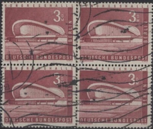 Germany 1954 West Berlin Congress Hall 3 DM, block of 4, used - Picture 1 of 1