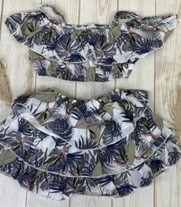 New Shein Girls White Blue Floral Top & Skirt Set Size 90 1-2 Yrs Beach A1716 - Picture 1 of 10