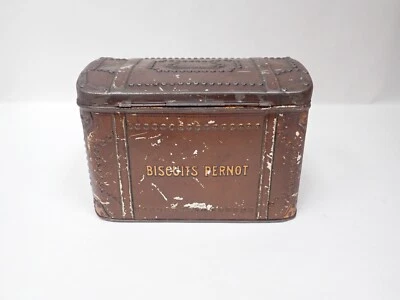 Ancienne boite Publicitaire  biscuit  Pernot  1900 en forme de malle - Photo 1/4