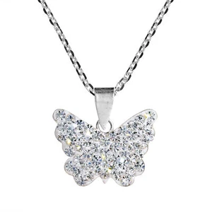 Magische Flügel weißer Schmetterling funkelnder Kristall Sterlingsilber Halskette - Bild 1 von 6