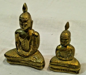 Thai Buddha Figuren Statuen 2 Stück Messing Thailand Indien Feng Shui - Sammlers - Bild 1 von 13