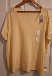 A New Day Womens Basic T-Shirt 3X Yellow Minamalist Top - Picture 1 of 7