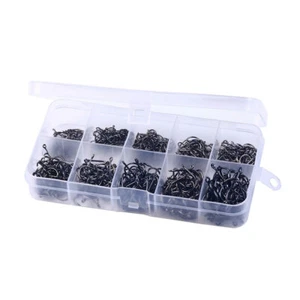 500 un. anzuelos de pescado 12 tamaños pesca negro afilado con caja kit de calidad crappie - Imagen 1 de 15