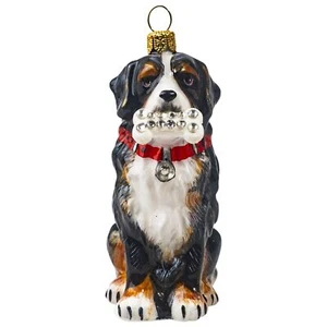 Perro de montaña bernés con hueso de perro de cristal pulido vidrio adorno de Navidad - Imagen 1 de 2