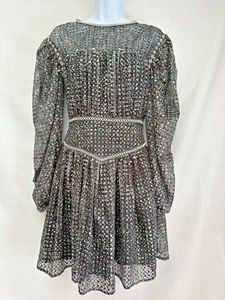 Maje Women's Long Sleeve Mini Dress Size 34/XS High Neck Sequin A-Line Orig $490 - Picture 1 of 17