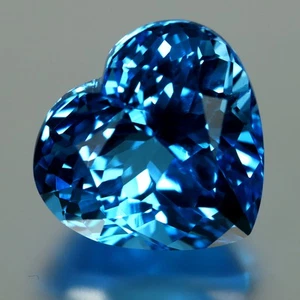 15.40 ct Awe-inspiring Heart Cut (15 x 14 mm) Brazil Swiss Blue Topaz Gemstone - Picture 1 of 2