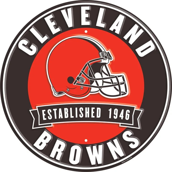 "Letrero de metal en relieve con fecha establecida de 12"" de Cleveland Browns" Foto 1 de 1