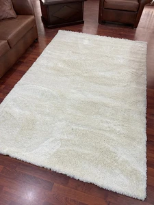 White Shaggy Rug, Plain Fluffy Carpet 6x9 Soft White for home decor area rug - Picture 1 of 5