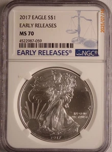2017 SILVER AMERICAN EAGLE $1 US NGC MS70 EARLY RELEASES - Picture 1 of 17