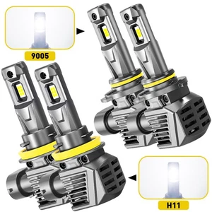HB3 9005 + H11 LED H8 Bulbs Headlight Plug Play 6000K Halogen Replacement White - Picture 1 of 12