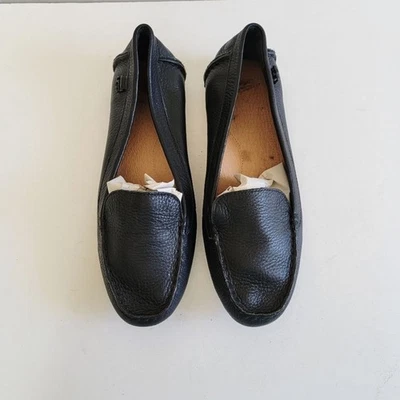 Ugg Flores Loafers Women's 8.5 Black Pebble Leather Moccasin Minimalist Flats - Image 1 of 4