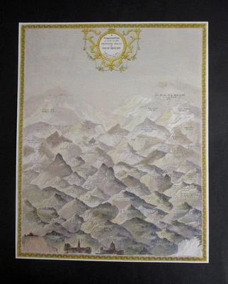 9.60" x 11.90"  REPRODUCTION OF  1830 THOMAS MOULE MAP   BRITISH HILLS & HEIGHTS - Image 1 of 4